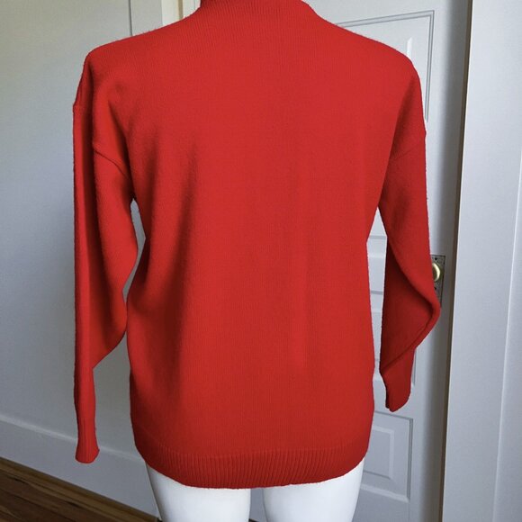 80’s red sweater with feather appliques - Picture 3 of 4